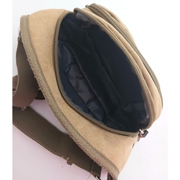 Birdy Khaki Canvas Waist Fanny Pack Unisex Multiple Zip Pockets - Picture 8 of 8